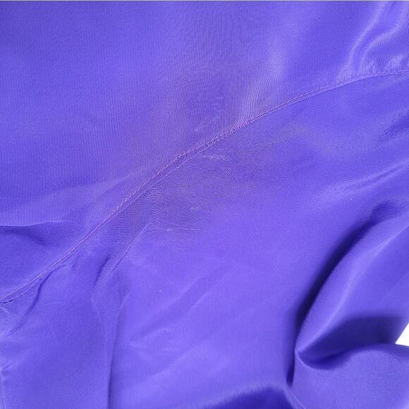 VINTAGE 90s blouse bright purple pleated button up secretary top XL - Picture 9 of 12